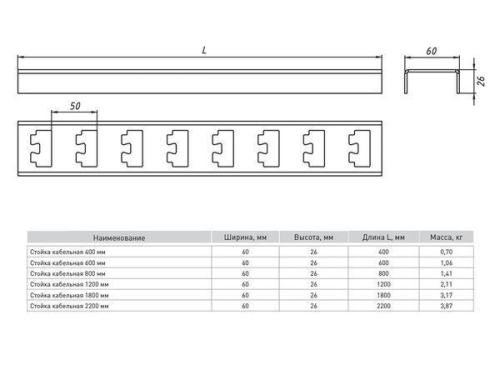 Стойка кабельная L1200 2мм EKF sk1200