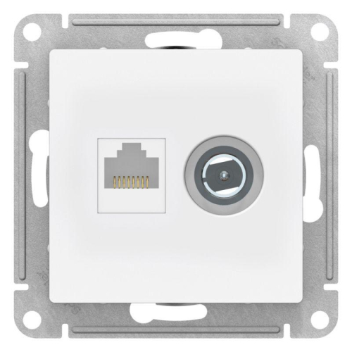 Розетка компьютерная + телевизионная 2-м СП AtlasDesign RJ45 кат.5E + TV механизм лотос SE ATN001389