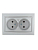 Розетка 2-м СП Mira 16А IP20 без заземл. со вставкой керамика сер. метал. LEZARD 701-1010-128