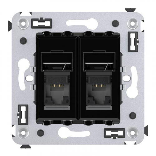 Розетка 2-м СП RJ-45 кат.6 Avanti "Черный квадрат" DKC 4402294