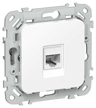 Розетка компьютерная СП FLITE РК5е-1-0-ФлБ RJ45 кат.5E UTP механизм бел. IEK FI-K12-1-K01