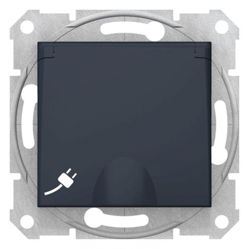 Механизм розетки 1-м СП Sedna 16А IP20 250В с заземл. защ. шторки с крышкой графит SchE SDN3100170