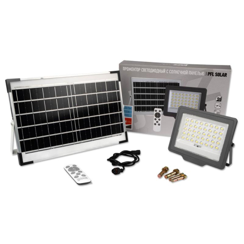 Прожектор светодиодный PFL SOLAR 100 6500К IP65 ДО с солнечн. панелью и пультом в компл. JazzWay 5044418