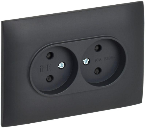 Розетка 2-м SKANDY 10А без заземл. защ. шторки в сборе SK-R09T титан IEK SK-R23-10-K48-F