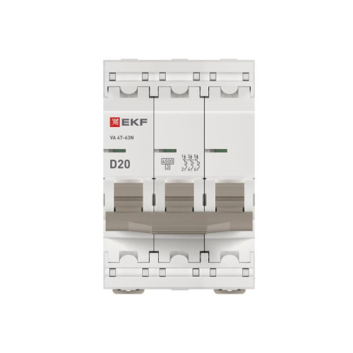 Выключатель автоматический 3п D 20А 4.5кА ВА 47-63N PROxima EKF M634320D