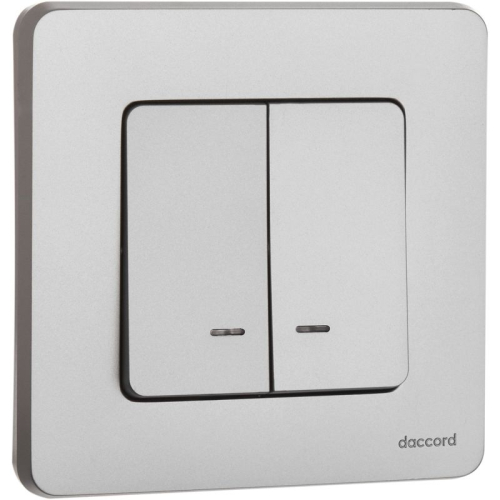 Выключатель 2-кл. Inspiria 10А IP20 250В 10AX с подсветкой/индикацией механизм алюм. IEK 673632