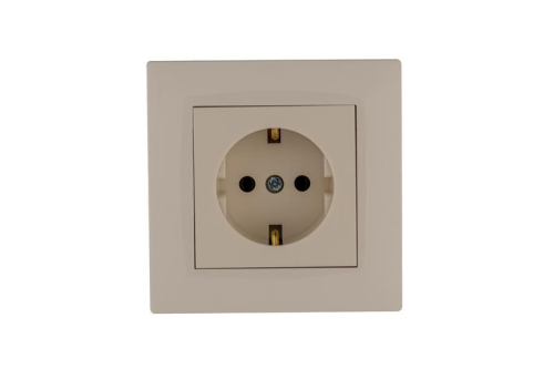 Розетка 1-м Karea RIZZ с заземл. керамика крем Makel 88010008
