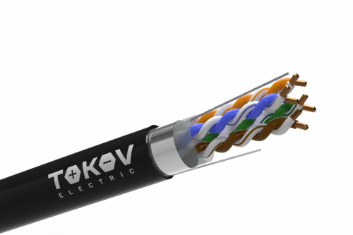 Кабель витая пара F/UTP 4х2х24AWG(0.52мм) кат.5E PE outdoor Fluke tested 305м (м) PRO TOKOV ELECTRIC TKP-C05-F42-5E-RU-OD