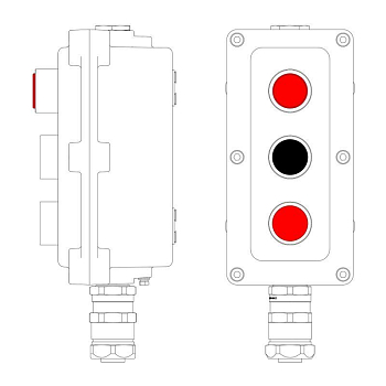 Пост управления взрывонепроницаемый из алюминия LCSD-03-B-MC-L1R(220)x1-P1B(11)x1-P1R(11)x1-PCMB-KAEPM3MHK-26 DKC LCSD21000132