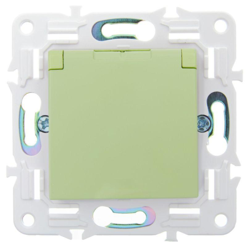 Розетка 1-м SKANDY 16А IP44 с заземл. защ. шторки с крышкой SK-R11G мятный IEK SK-R16-16-44-K06