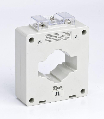 Трансформатор тока ТШП-0.66 750/5А кл. точн. 0.5S 10В.А d60мм DEKraft 50114DEK