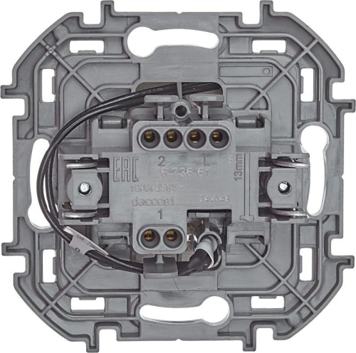 Переключатель 1-кл. Inspiria 10А IP20 250В 10AX с подсветкой/индикацией механизм сл. кость IEK 673661