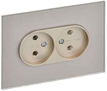 Розетка 2-м SKANDY 10А без заземл. без защ. шторок для плоской вилки SK-R03Sh шампань IEK SK-R20-10-K37