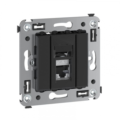 Розетка компьютерная 1-м RJ-45 СП кат.6 экранированная Avanti "Черный матовый" DKC 4412393