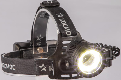 Фонарь налобный аккум. 10Вт P50 LED/Li-ion18650 2х1000мА.ч алюм. КОСМОС (KOC855Lit)
