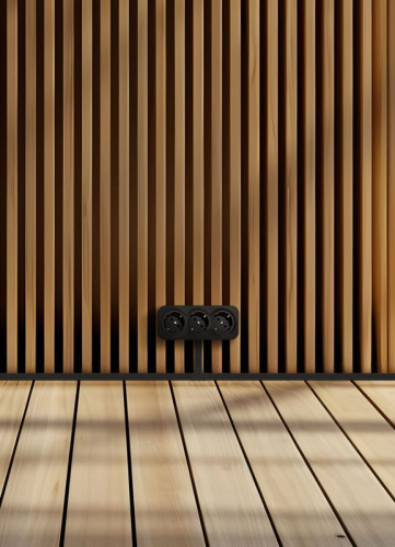 Розетка 3-м ОП Quteo 16А IP20 250В 3х2P+E с заземл. защ. шторки черн. матов. IEK 782473