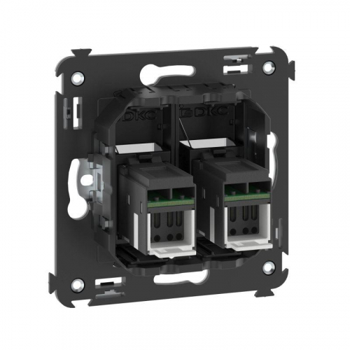 Розетка компьютерная 2-м RJ45 СП кат.6А Avanti "Черный матовый" DKC 4412374