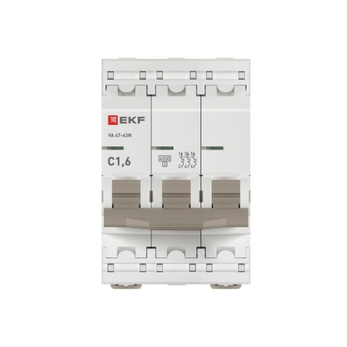 Выключатель автоматический 3п C 1.6А 4.5кА ВА 47-63N PROxima EKF M63431T6C