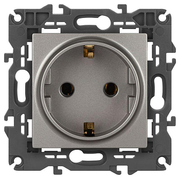 Розетка Elegance 14-2101-16 16А 250В 2P+E Schuko титан Эра Б0065802