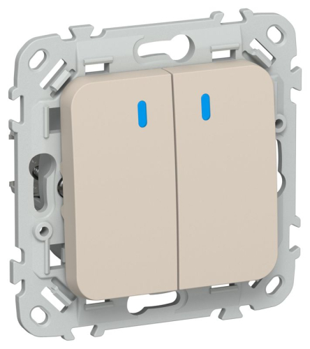 Выключатель 2-кл. СП FLITE ВС12-1-1-ФлЛ 10А с индикацией механизм льняной IEK FI-V20-1-10-1-K88