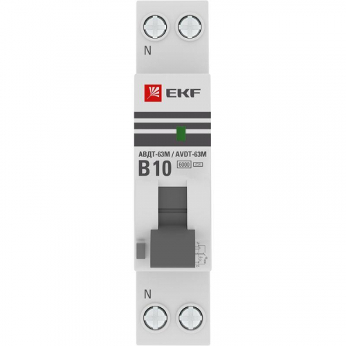 Выключатель автоматический дифференциального тока 1мод. B 10А 30мА тип А 6кА АВДТ-63М (электрон.) PROxima EKF D636EA10B30