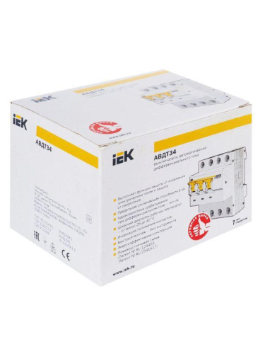 Выключатель автоматический дифференциального тока 4п (3P+N) C 25А 100мА тип A 6кА АВДТ-34 KARAT IEK MAD22-6-025-C-100