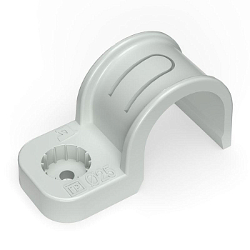 Крепеж-скоба односторонняя d25мм для прямого монтажа атмосф. пластик. в п/э сер. (уп.50шт) Промрукав PR13.0370