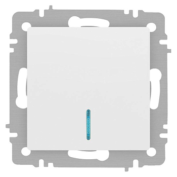 Выключатель 1-кл. СП Accent 6-102-01М 10А IP20 250В с подсветкой AL/CU бел. матов. Intro Б0063466