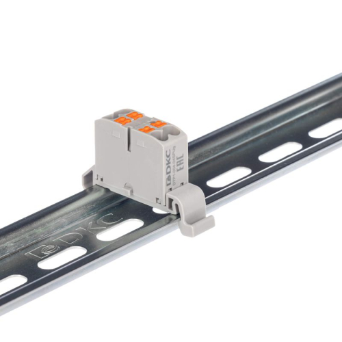 Блок распределительный зажим push-in 4 точки подключения 2.5кв.мм сер. DKC DTP1-004-04SPUG