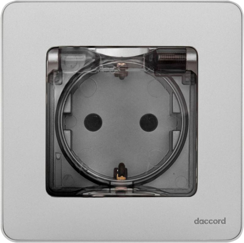 Розетка 1-м СП Inspiria 16А IP44 250В 2P+E защ. шторки с крышкой немецк. стандарт механизм алюм. IEK 673742