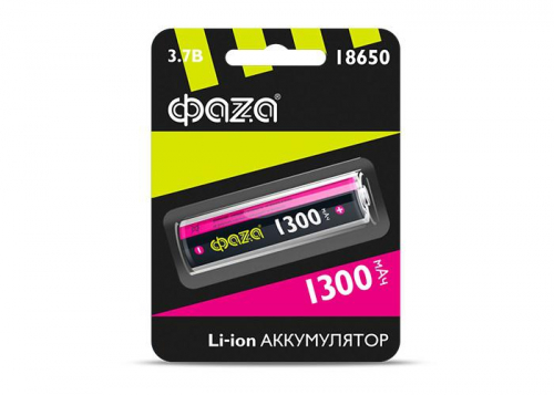 Аккумулятор 18650 3.7В Li-Ion 1300мА.ч без платы защиты BL-1 ФАZА 5028227