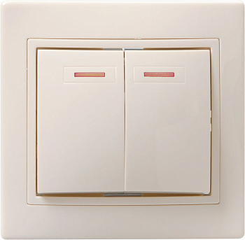 Выключатель 2-кл. СП Кварта 10А IP20 ВС10-2-1-ККм с индикацией крем. GENERICA EVK21-K33-10-DM
