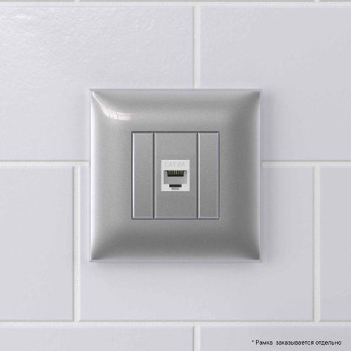 Розетка компьютерная 1-м СП Avanti "Закаленная сталь" RJ45 кат.6A без шторок механизм DKC 4404673