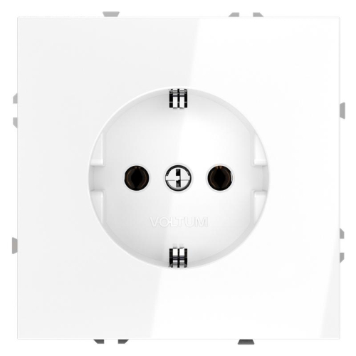 Розетка 1-м СП S70 16А с заземл. механизм бел. глянцевый Voltum VLS040101