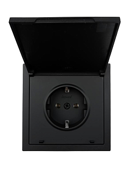 Розетка 1-мест. с/з с крышкой ПБТ СП ZIMA IP20 16А безвинт. зажим черн. бархат LEZARD 704-4288-123BQC