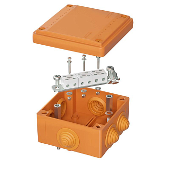 Коробка ответвительная FS 100х100х50мм IP55 6п 450В 6А 4кв.мм с кабельными вводами и клеммниками пластик. DKC FSB11604