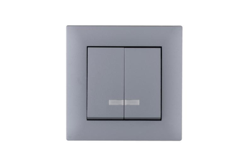 Выключатель 2-клав. с подсветкой Karea RIZZ STAR сер. Makel 88065023