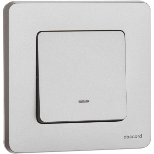 Переключатель 1-кл. Inspiria 10А IP20 250В 10AX с подсветкой/индикацией механизм алюм. IEK 673662