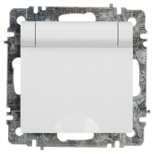 Розетка 1-м СП Accent 6-203-01 16А IP20 250В 2P+E Schuko с крышкой AL/CU бел. Intro Б0063709