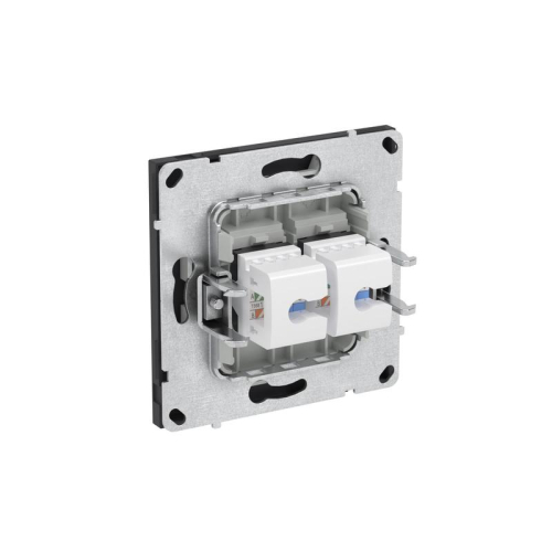 Розетка компьютерная 2-м KANT RJ45 кат.6A без шторки черн. уголь DKC 7012674