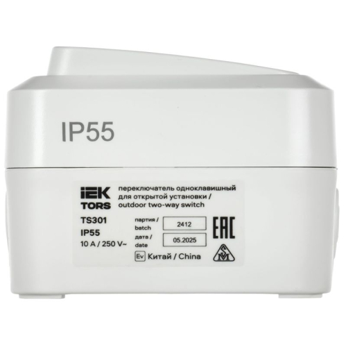 Переключатель 1-кл. ОП TORS TS301 10А IP55 бел. IEK TS-V10-0-10-55-K01