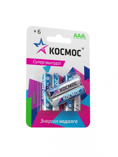 Элемент питания алкалиновый AAA/LR03 BP-6 (блист.6шт) КОСМОС KOCLR03BL6