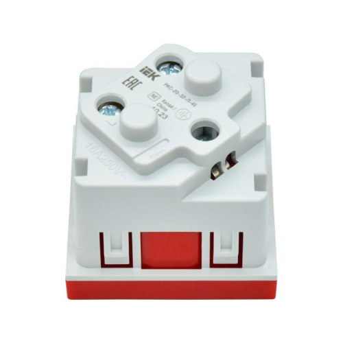 Розетка PRIMER 45град. с заземл. защ. шторки винт. зажим РКС-20-32-П-45 красн. IEK PR-KK40D-RSZH-2-2-45-K04