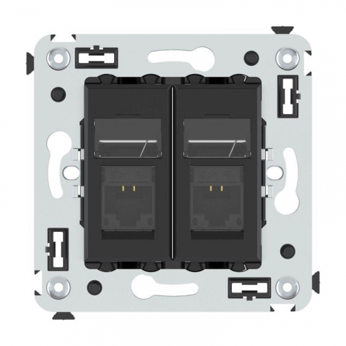 Розетка компьютерная 2-м RJ45 СП кат.6А Avanti "Черный матовый" DKC 4412374