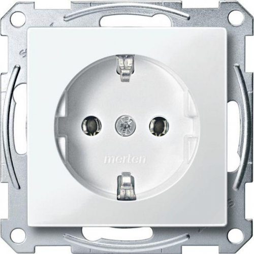 Механизм розетки 1-м СП Merten System M 16А IP20 с заземл. без защ. шторок QF SM полярн. бел. SchE MTN2301-0319