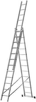 Лестница трехсекционная 3х12 H=343/594/841см 17.83кг усиленная алюм. FIT 65438