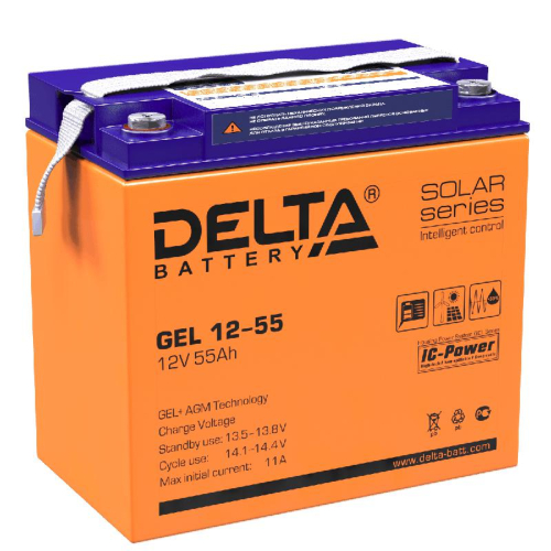 Аккумулятор GEL 12В 55А.ч Delta GEL 12-55