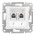 Механизм розетки телеф. 1-м СП Sedna RJ11 + RJ11 бел. SchE SDN4201121