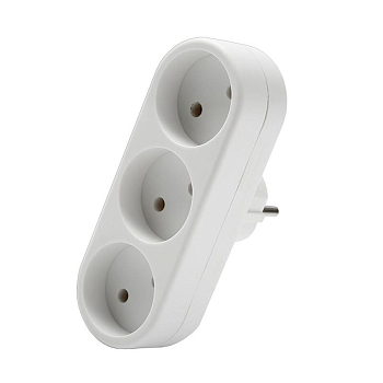 Разветвитель 3-м без заземл. 10А 2200Вт 250В плоский бел. DОМТОК 2655