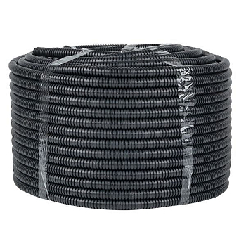 Труба гофрированная d16мм с протяжкой безгалоген. трудногорючая (FRHF) черн. (уп.100м) Plast EKF FRHF-16